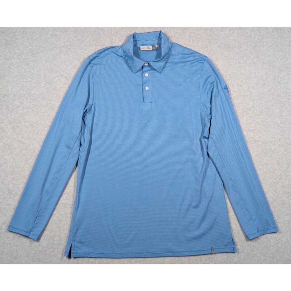 Kjus Men Shirt XL Striped Polo‎ Long Sleeve UPF 50+ Golf Performance Athletic